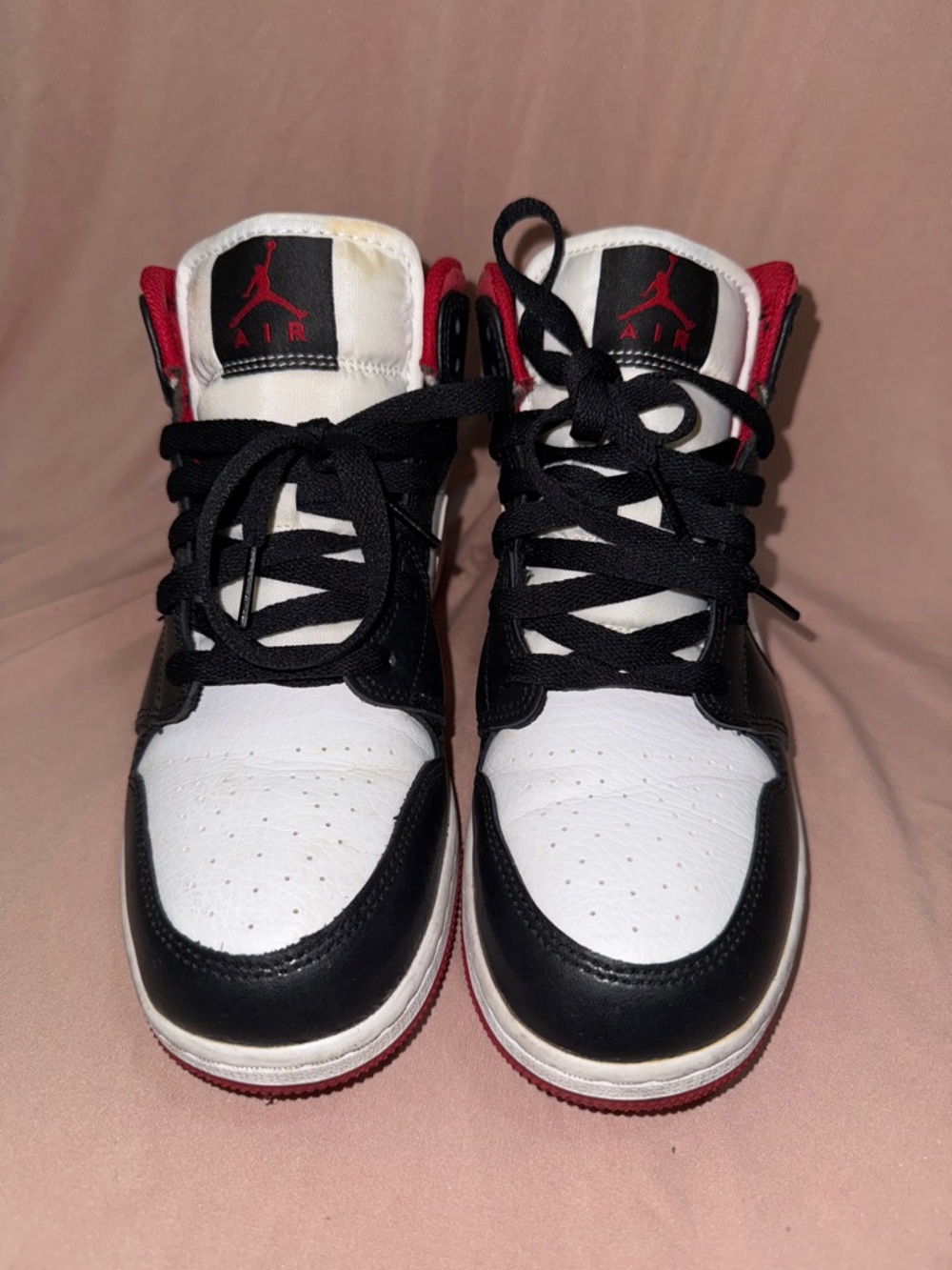 Nike Kids Black White Red High-Top Sneakers
